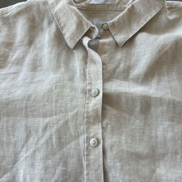 Chico’s No Iron Classic Linen 3/4 Sleeve Natural Beige Button-Up Shirt Size XL20 - Picture 15 of 15